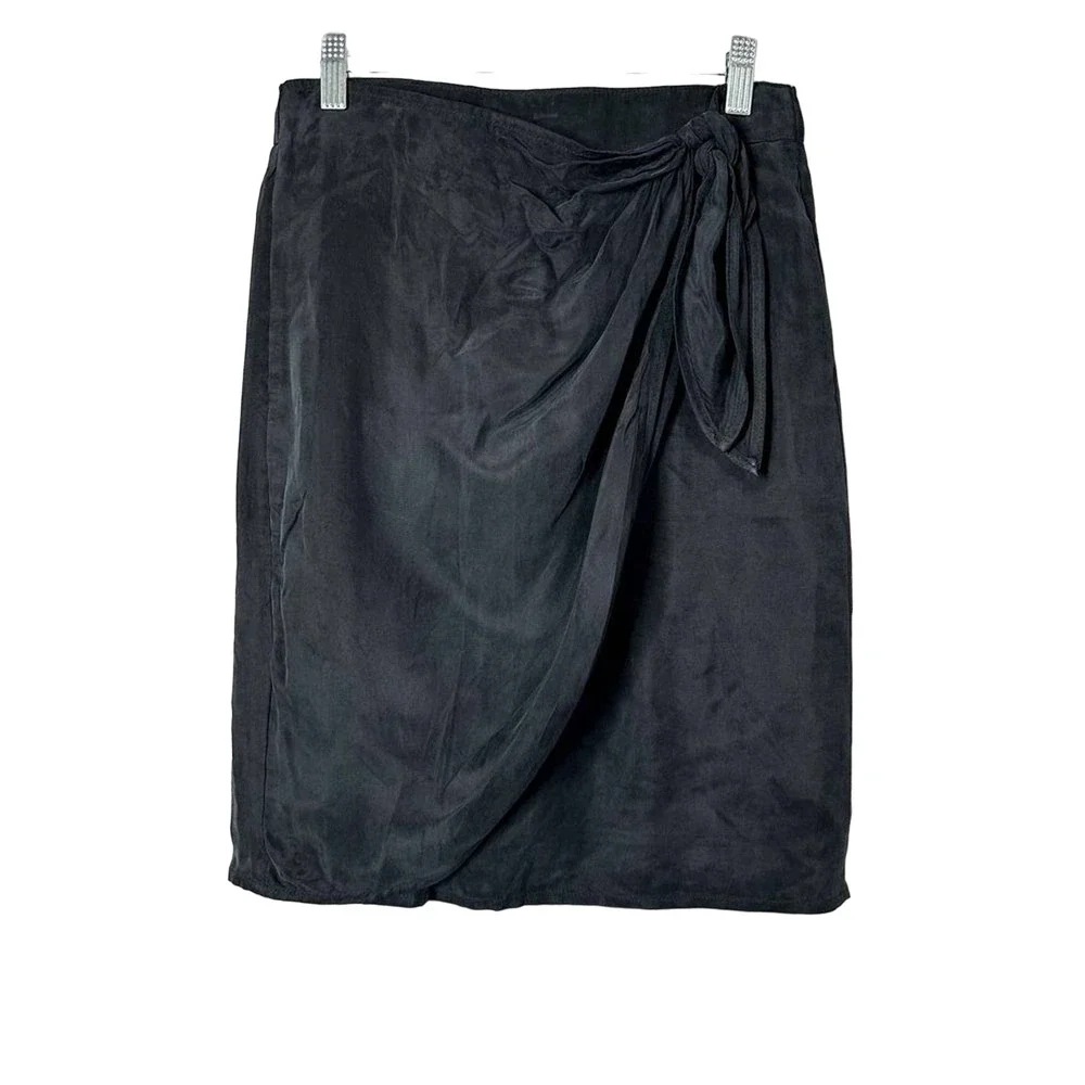 J. Crew Women's Knot Side Lined Asymmetrical Hem Wrap Mini Skirt Black Size 0